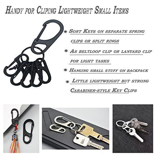 Small Carabiner Clips 1.25 Inch Silver - 12 Pack Spring Hooks