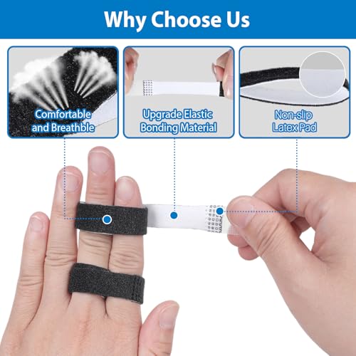 Finger Buddy Tape Straps - 12PCS Adjustable Black Finger Straps