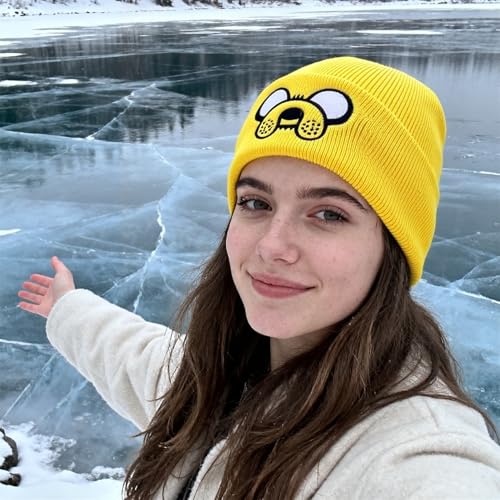 Yellow Beanie for Men and Women - Embroidered Winter Skull Cap