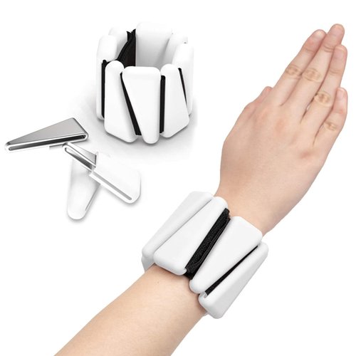 BSAFP Wrist Weights Set of 2, Adjustable Silicone Wrist and Ankle Weights for Women and Men, Adjustable Silicone Weight Bracelets (1Lbs Each) Suitable for Yoga, Pilates, Dance, Running, Jogging (White, 2 lbs Pair (1lb Each))