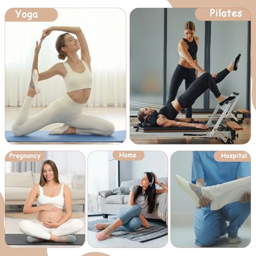 Pilates Grip Socks for Women - 4 Pairs with Cross Straps