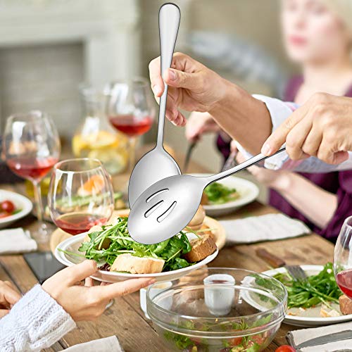 LIANYU Silver 12-Piece Serving Utensils Set - Large Stainless Steel Spoons & Forks