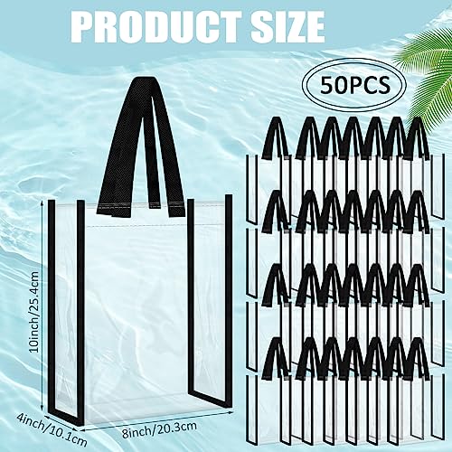 50 Pcs Clear Tote Bags - Stadium Approved Black Edging