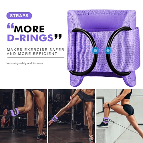 Padded Ankle Strap for Cable Machine - Purple Pair