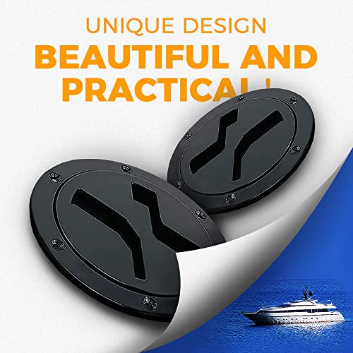 4" Non-Slip Round Boat Deck Plate Hatch - Black with Screws