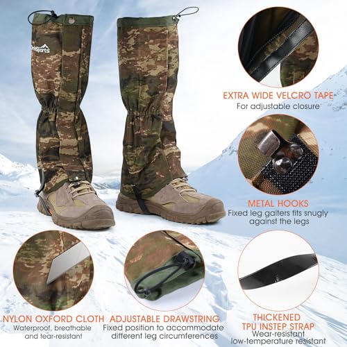 Waterproof Adjustable Leg Gaiters - Camo Large-X-Large