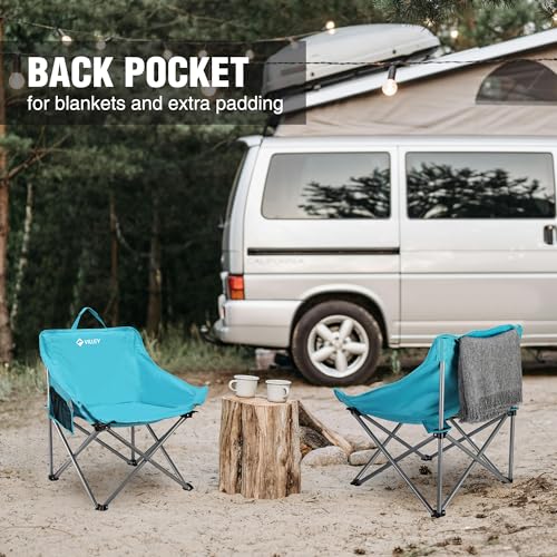 Blue VILLEY Folding Camping Chair with Carry Bag - Outdoor Portable Seat
