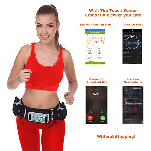 Hydration Belt - Premium Running Fuel Belt with 2 BPA-Free 10 oz Bottles - Stylish Black