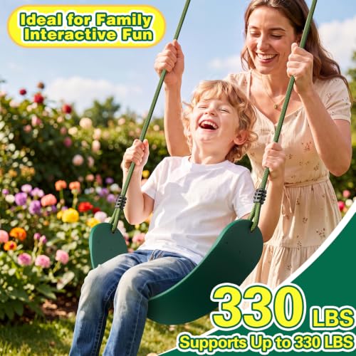Green 2 Pack Heavy Duty Kids Swing Seats with 79" Adjustable Rope, Supports 330LBS