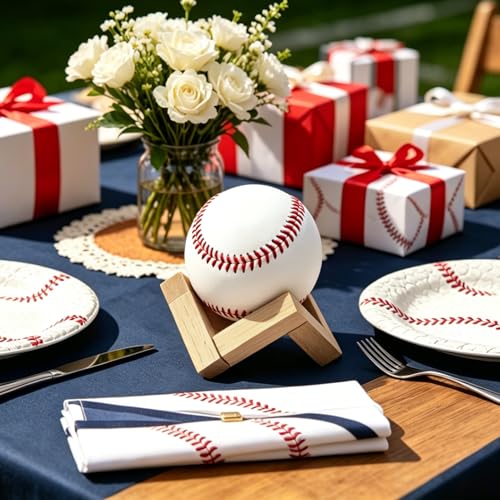 Wooden Baseball Display Stand - 2 Pcs Beechwood Holder