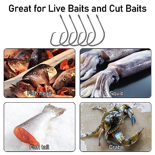 100 Pack Light Circle Hooks for Fresh & Saltwater Fishing - #6