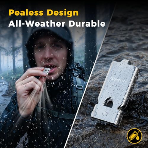 Stainless Steel 3-Tube Emergency Survival Whistle 130dB Waterproof Keychain Pack