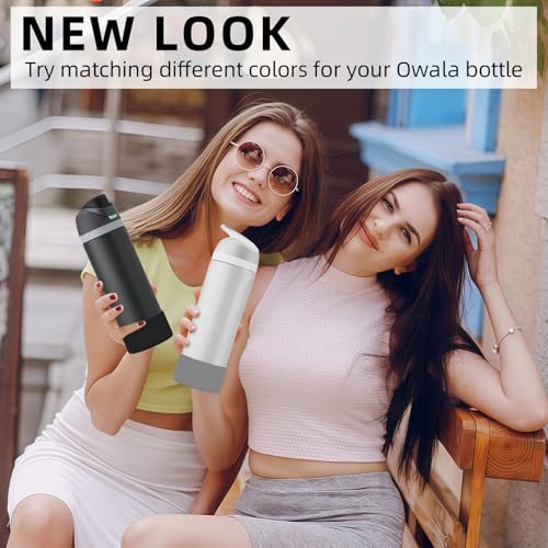Silicone Boot for Owala FreeSip Bottles - 2-Piece Set, 24oz - Black & Grey