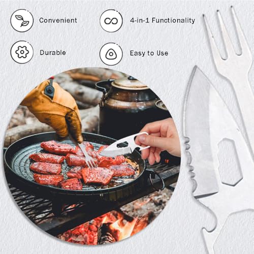 4-in-1 Pocket Credit Knife and Fork Camping Utensils - 3 Inches