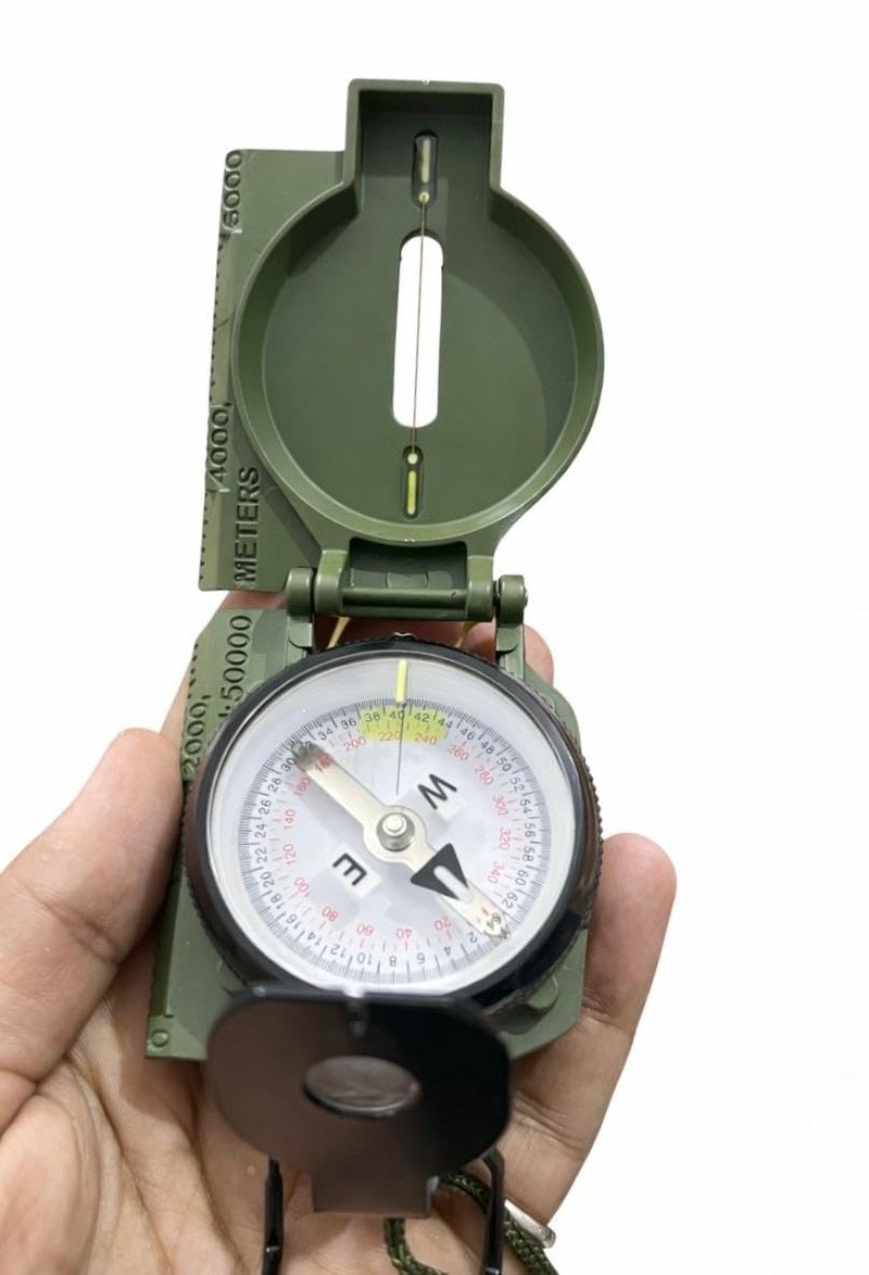 VETERIS US Military Style Phosphorescent Waterproof Lensatic Compass Accurate Hand Held Compasses with Pouch for Hiking Camping Navigation Survival Backpacking Orienteering