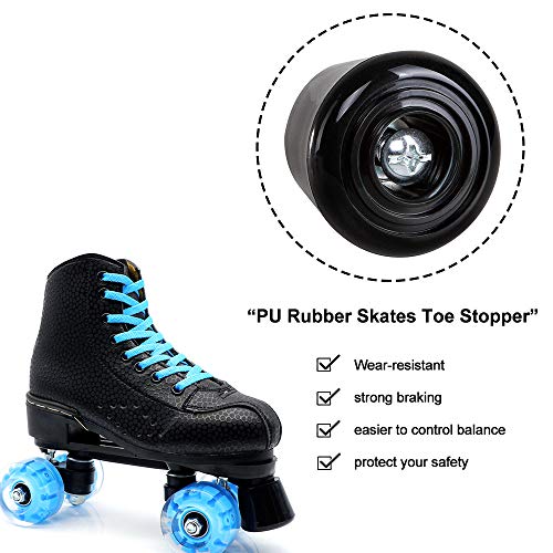 PU Rubber Roller Skate Toe Stoppers - Black, 1 Pair with Screws