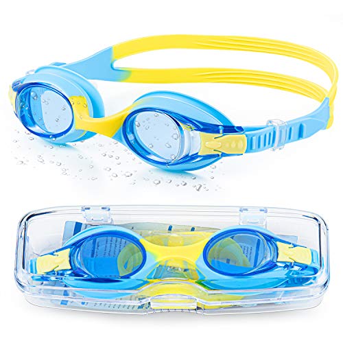 Kids Anti-Fog Swim Goggles - No Leak Comfort Fit for Ages 4-10 - Blue