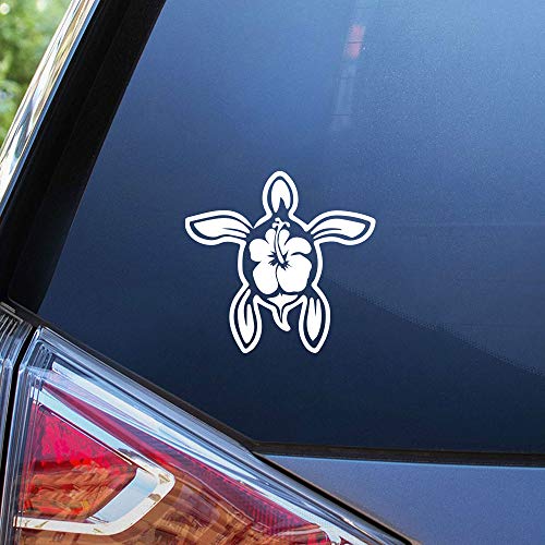 Hibiscus Turtle Decal Sticker - 5.2" x 5.2" - Pack of 1