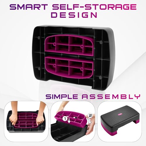 Aerobic Exercise Step Platform with Risers - Mini Stepper in Purple/Black