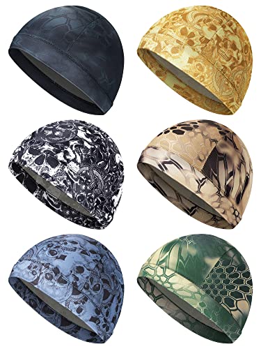 Cooling Skull Cap for Men - Sweat Wicking, One Size - Army Green, Gray, Brown, Black, Light Brown, Camouflage