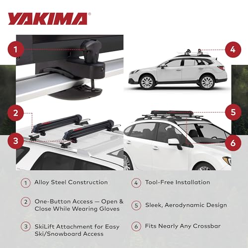 Ski & Snowboard Car Roof Rack - Holds 6 Skis or 4 Boards