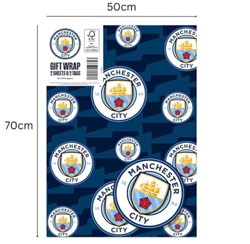 Manchester City FC Gift Wrap - 2 Sheets & 2 Tags