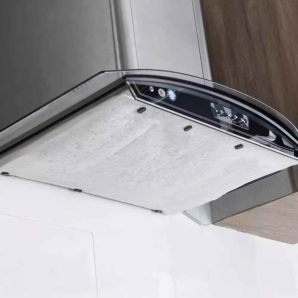 Gkwet Thickened Kitchen Range Hood Oil Absorbing Paper Range Hood Oil Resistant Sticker High Temperature Filter Membrane Universal Film Mesh Cover, 12 Sheets