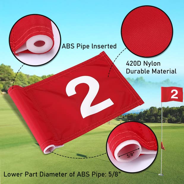 TOBWOLF 4 Pack Golf Practice Flags Waterproof Nylon Targets for Putting Green