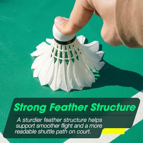 Goose Feather Badminton Shuttlecocks - 4-Pack with Cork Head
