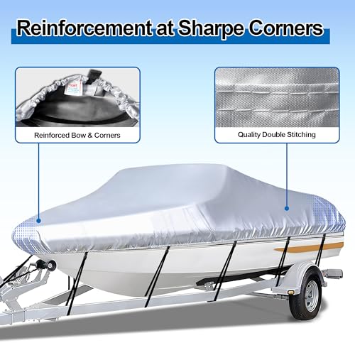 Heavy Duty Waterproof Boat Cover for 17'-19' V-Hull & Fishing Boats