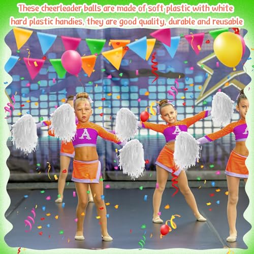 Meooeck White Cheerleading Pom Poms 80 Pcs Sports Dance Spirit Cheer Accessories
