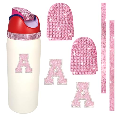 Rhinestone Letter Stickers for Owala Bottle - Pink A