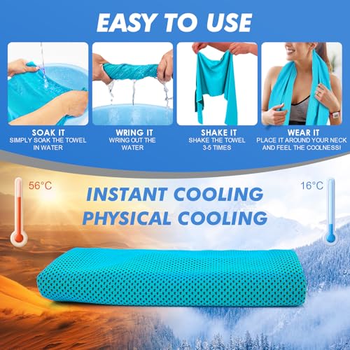 CSITE 8 Pack Cooling Towels for Neck and Face - Microfiber Ice Towels for Workout, Yoga, Running, Camping - Light Blue/Green/Gray/Purple/Lake Blue/Dark Blue/Dark Gray/Rose Red