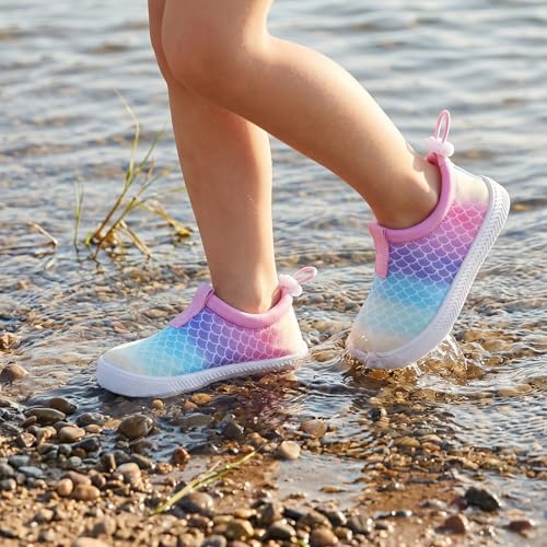 WateLves Toddler Water Shoes 12 Little Kid Fishscales Quick Dry Aqua Sneakers for Beach & Play