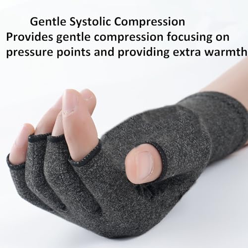 Arthritis Compression Gloves - Fingerless Breathable Support - Dark Gray Medium