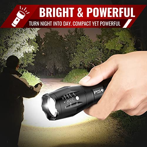 PeakPlus LED Tactical Flashlights High Lumens, Zoomable, 5 Modes Bright LED Flashlights for Emergencies, Camping, Outdoor LED Flash Lights Battery Powered, Handheld Flashlights (3 Pack) LFX1050