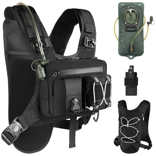 DegeTMVe 2L Hydration Running Vest with Water Bladder, Adjustable Reflective Backpack for Cycling & Hiking