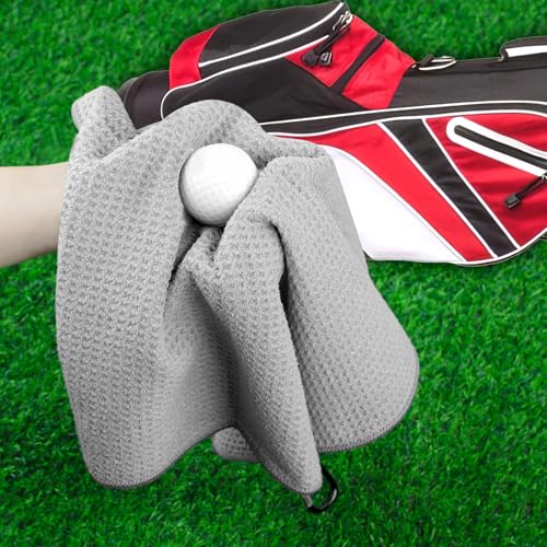 Golf Towels - 3 Pack 16" x 16" Super Absorbent Microfiber - Blue & Gray