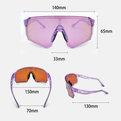 Wynthorix Running Sunglasses for Women Men Sports Sunglasses for Pickleball Baseball Softball Cycling Fishing (Purple frame pink lenses with crystal pink tinted)