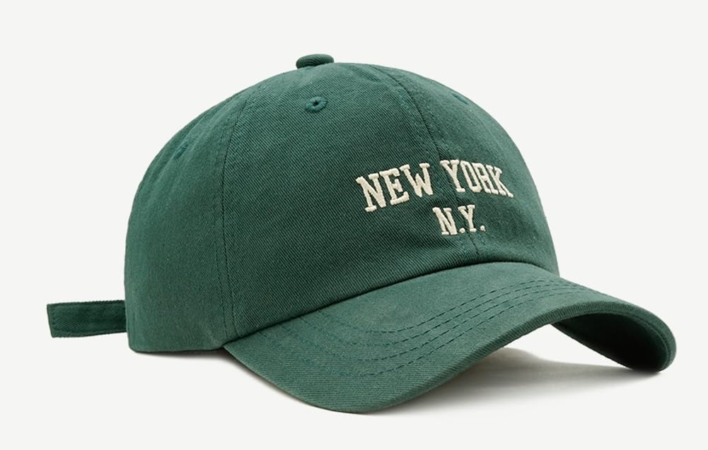 Top Baseball Caps for Women-Men Outdoor Baseball Hats New York Golf Sports Hat Curved-Brim UV Protection Green