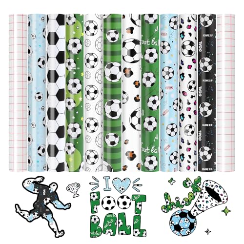 Soccer Ball Permanent Adhesive Vinyl Sheets, 10-Pack 12x10 in