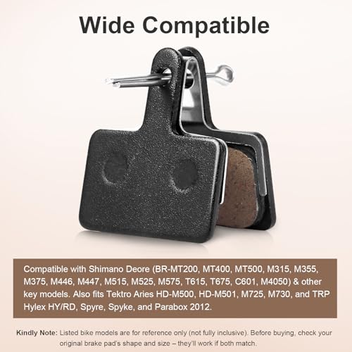 Semi-Metallic Bicycle Disc Brake Pads - 2 Pairs, Quiet MTB Brakes