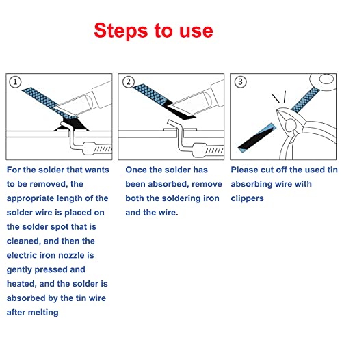 Solder Wick Braid with Flux Super 5ft Length 1mm Width Desoldering Wick Braid Remover Tool Solder Sucker 2 piece No-Clean Soldering Wick Wire Roll and Disassemble Electrical Components