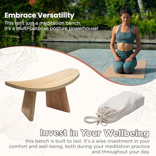 Ergonomic Wooden Meditation Bench - Portable Kneeling Seat for Yoga & Travel