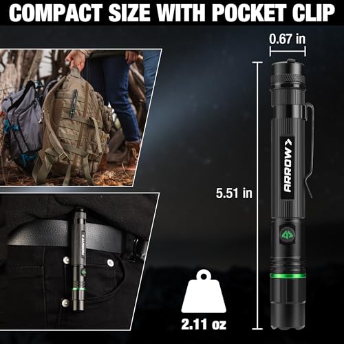 Arrow Rechargeable Compact LED Flashlight 200 Lumens, 3 Modes, USB-C Portable