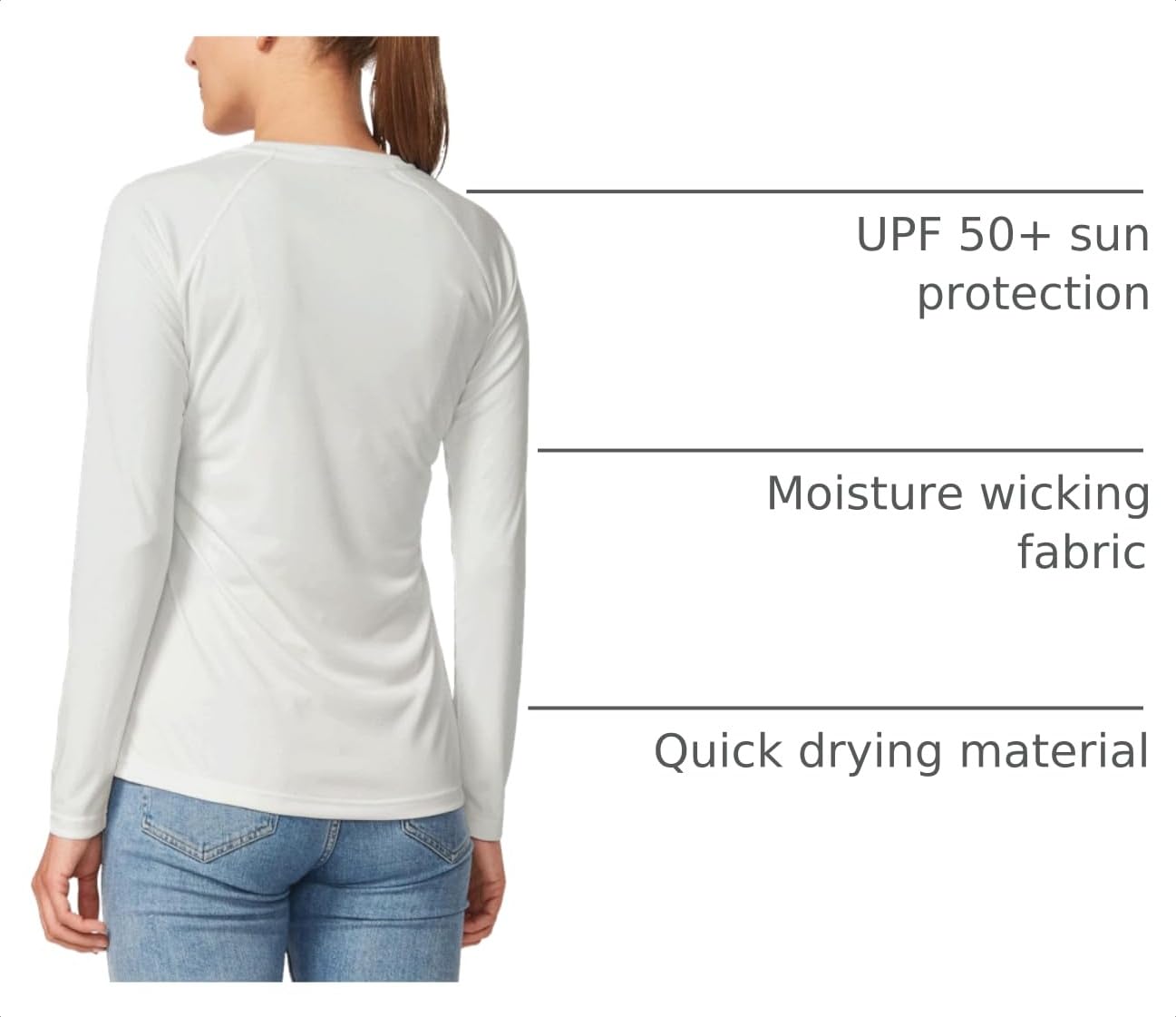 baleaf Womens UPF 50+ Sun Shirts Long Sleeve UV Protection Quick Dry Breathable Lightweight Rash Guard Hiking Workout A01-white S
