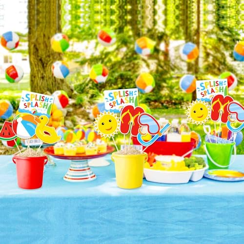 Bessmoso Multicolor Beach Party Centerpiece Table Toppers - 24pcs Fun Summer Decor