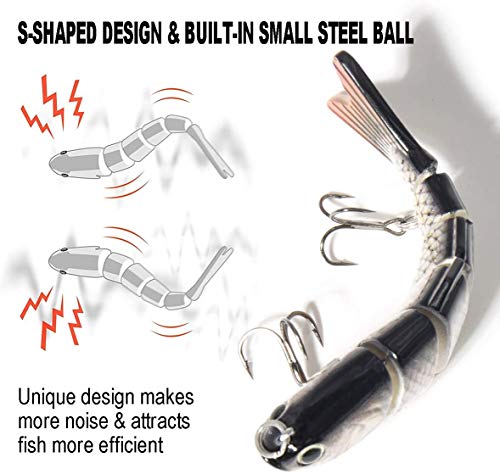 6-Section Swimbait Fishing Lure - 10cm Hard Bait with Treble Hooks