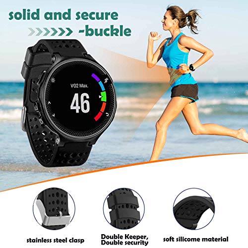 Soft Silicone Replacement Watch Band for Garmin Forerunner - Cornflower Blue & White