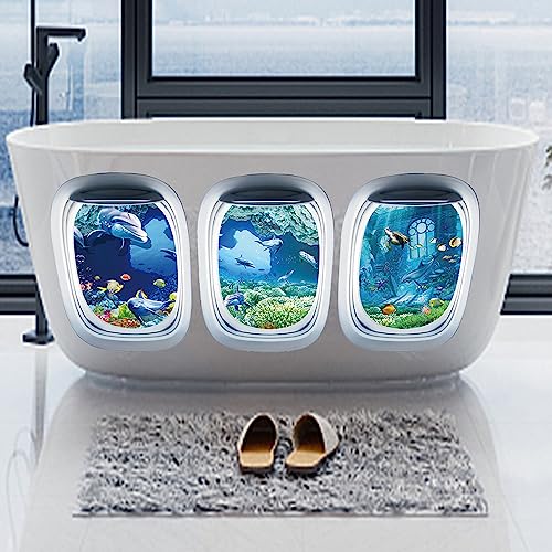 Wall Stickers, Ocean World Theme, 3Pcs Decals Removable for Bathroom
